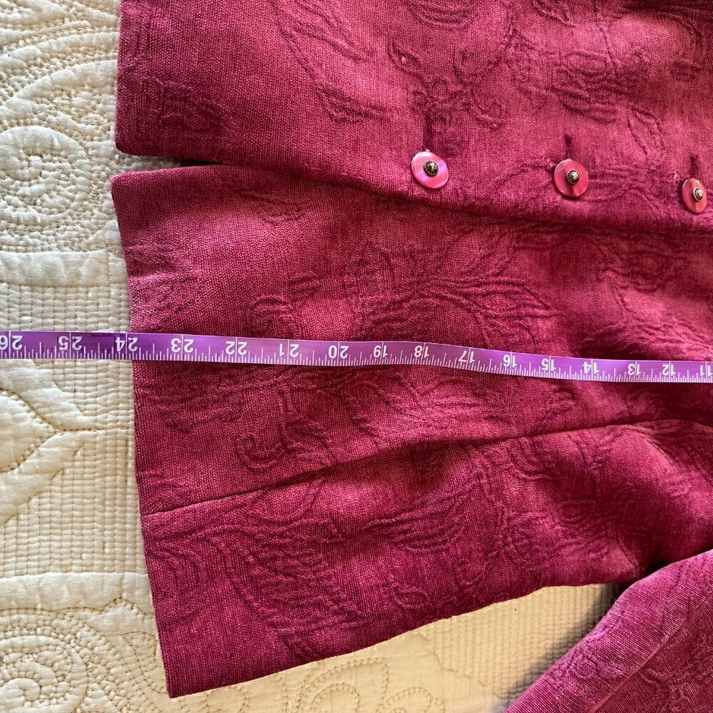 VINTAGE 90s Koret deep pink velvet blazer jacket buttons women's 8 petite - Picture 13 of 13